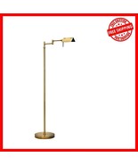 Dimmable 12W LED Antique Brass Floor Lamp - Adjustable Height &amp; Swing Arm - $154.26 CAD