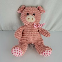 Hugfun Pink Chenille Plush Pig 12&quot; Sitting Soft &amp; Cuddly Stuffed Animal - £38.92 GBP