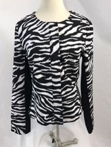 Metrostyle Black and White Zebra Print Long Sleeve Jacket Womens 10 - £11.45 GBP