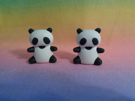 Iwako Eraser Lot of 2 Tiny / Miniature Rubber Black / White Panda Bears Figures  - £1.21 GBP