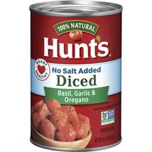 Hunt&#39;s Diced Tomatoes, Basil, Garlic, Oregano, No Salt Added, 14.5 oz Pack Of 8 - £11.96 GBP