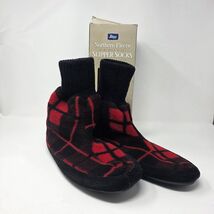 Bass Women's Northern Fleece Slipper Socks Red Black Buffalo Plaid Size ... - $24.75