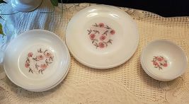 FIRE-KING WHITE MILK GLASS 3 PLATES, 3 SOUP BOWLS & 3 DESSERT BOWLS image 2