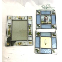 VTG Leaded Glass Dried Flowers Photo Frame Lot of 2 Cottagecore - $26.99