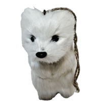 Vintage White Furry Puppy Dog Christmas Tree Ornament 3&quot; - £6.78 GBP