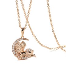 New 585 Rose Gold Moon Baby Pendant Necklace for Women Natural Zircon Necklace F - £9.98 GBP