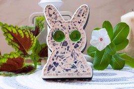 Easter Home Decor. Blue mosaic  Decorative figure Rabbit wooden Bunny lover gift - £35.24 GBP