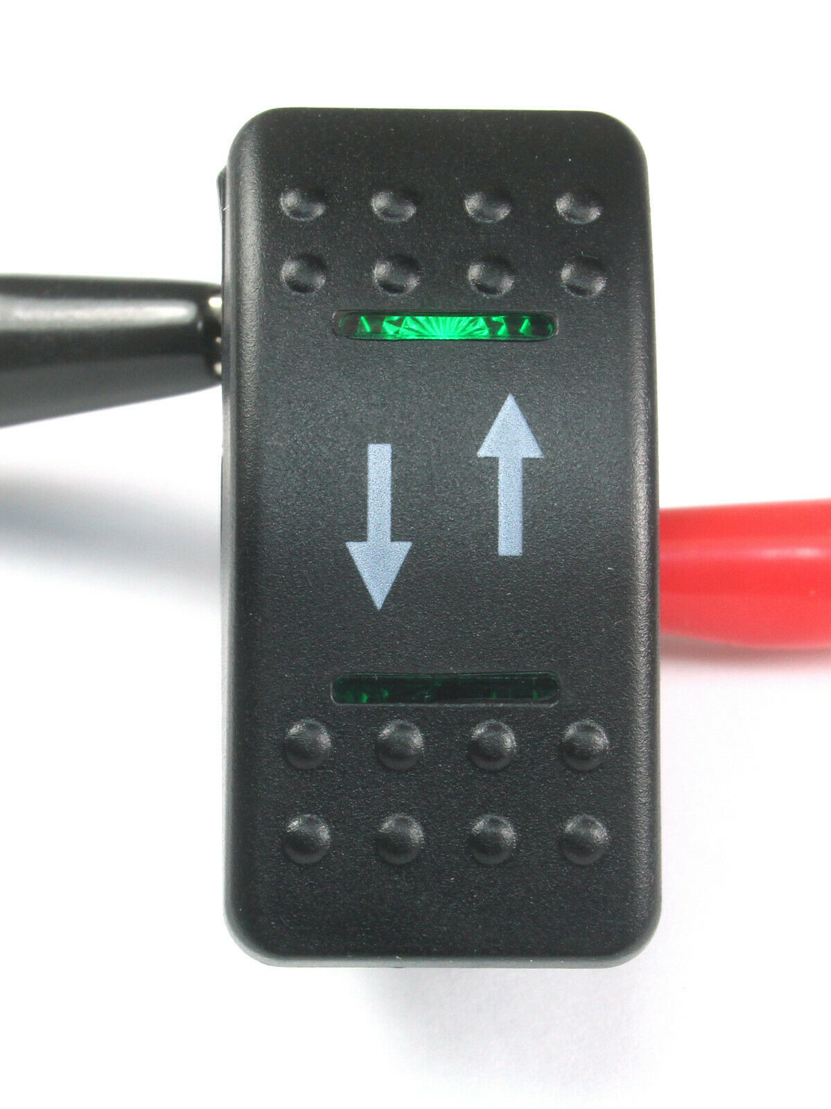 MOMENTARY Rocker Switch DPDT, 20A 12vdc, Illuminated GREEN Lens Up/Down ... - $8.75