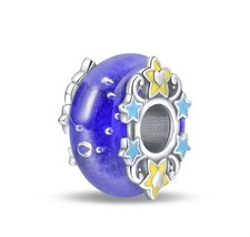 2024 New Charm S925 Blue Murano Sky Stars Fit Bracelet and Necklace - £8.63 GBP