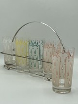 1950s Raindrops Highball Glasses by Fred Press - set of 5 with Original Carrier - £100.22 GBP