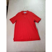 Lands&#39; End Polo Shirt Mens Tall XL Red 100% Cotton Traditional Fit Slit Collared - £15.78 GBP