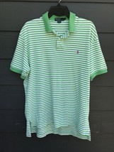 Polo Ralph Lauren Shirt Mens Sz L Striped Green White Classic Preppy Golf Cotton - £6.45 GBP