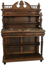 Antique Server Sideboard Henry II Renaissance French 1900 Walnut Marble ... - $2,569.00