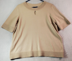 Pendleton Sweater Womens Petites XL Tan Knit Silk Short Sleeve Round Nec... - $25.42