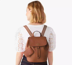 Kate Spade Rosie Medium Flap Backpack Brown Leather KB714 NWT $399 Retail Y - £117.24 GBP