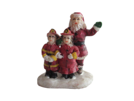 Christmas Village Figurine Santa Claus Boy Girl Child Dressed As Fireman... - $9.43