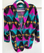 Westbourne Southwest Aztec Boho Purple Fleece Blazer Cardigan Jacket Size L - $35.32 CAD