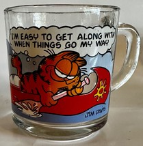McDonalds GARFIELD Glass Mug  I AM EASY TO GET ALONG WITH WHEN THINGS GO... - $12.94