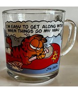 McDonalds GARFIELD Glass Mug  I AM EASY TO GET ALONG WITH WHEN THINGS GO... - £10.18 GBP