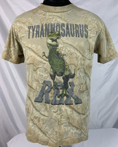Vintage Dinosaur T Shirt All Over Print Single Stitch T-Rex Fossil Logos USA 90s - £55.35 GBP
