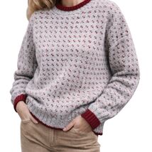 VTG 1980s Boat House Row Nordic Knit Sweater Gray Red Wool Size M - $69.95