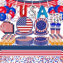 NEW 4th of July Decorations - Patriotic Party Supplies 244Pcs Paper Plates - £20.22 GBP
