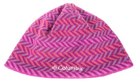 Columbia Girls Reversible Beanie Knit Hat Cap Youth One Size OS Pink Herringbone - £9.73 GBP