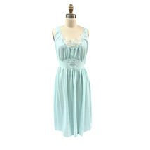 VTG 50s Nylon Mint Green Nightgown Wide Waist Sheer Embroidered Scallop ... - $50.64 VTG 50s Nylon Mint Green Nightgown Wide Waist Sheer Embroidered Scallop ... - $50.64