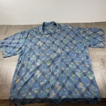 VTG Robert Stock Shirt Mens Extra Large 100% Silk Button Up Blue - £9.63 GBP