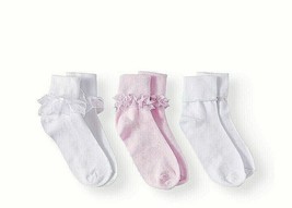 Wonder Nation Girls Turn Cuff Dress Socks 3 Pair MEDIUM (Shoe SZ 10.5-4)... - £8.44 GBP