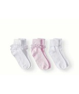 Wonder Nation Girls Turn Cuff Dress Socks 3 Pair MEDIUM (Shoe SZ 10.5-4)... - £8.39 GBP