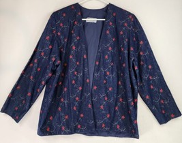 Graciela San Antonio Jacket Womens Large Blue Denim Floral Grannycore Cardigan - £50.25 GBP
