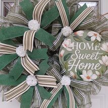 Home Sweet Home Wreath Green Magnolia Decor 22x8 Everyday Porch Accent - $59.99