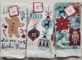 Set Of 3 Different Printed Towels (14&quot;x24&quot;) Christmas Theme, Dg - £11.86 GBP