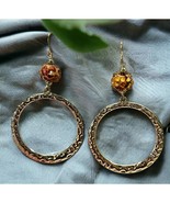 Vintage Hammered Earrings Gold Tone Hoops Rings Dangle - £13.32 GBP