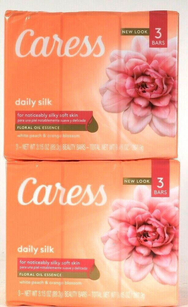 2 Packs Caress 9.45 Oz Daily Silk White Peach & Orange Blossom 3 Ct Beauty Bars - £16.81 GBP