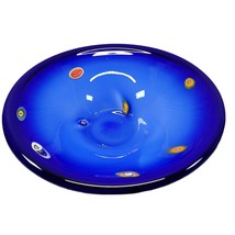 Italian Art Glass Millefiori Bowl Cobalt Blue Murano Style Decorative Bowl - £43.93 GBP