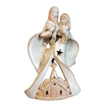 Holy Family Baby Jesus Christmas Nativity Clay Tea Light Holder 8.5&quot;t x 5.25&quot;w - £14.67 GBP