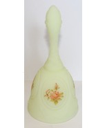 FENTON ART GLASS MEDALLION CUSTARD SATIN GLASS PEACH/PINK ROSES BELL S. ... - £27.55 GBP