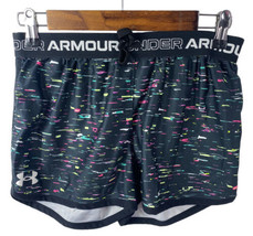 Under Armour Youth Large YLg Shorts Girls Black Multi Color Print Stretc... - $27.90