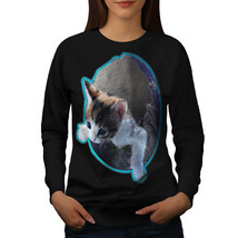 Wellcoda Kitten In Space Cute Animal Womens Sweatshirt - £23.52 GBP+