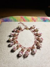 Handcrafted Adjustable 6-9 Glitter Flower Rhinestone Bracelet Chain Totally... - £17.17 GBP