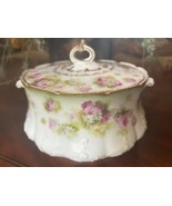 Antique Haviland Limoges Round 11 1/2&quot; Covered Dish Bow Ribbon Flowers F... - $935.35 MXN