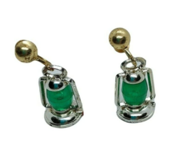 Vintage LANTERN Screw Back EARRINGS Camping Kitsch cowgirl cabincore - £15.52 GBP