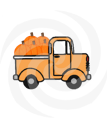 Pumpkins with Truck 1a-Digital Clipart-Art Clip-Gift Cards-Jewelry-Scrap... - £0.98 GBP