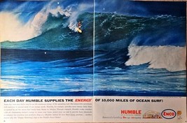Humble Enco 10000 miles of ocean surf hawaii 1962 Vintage print ad - $14.95