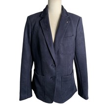 Tommy Hilfiger Faux Suede Blazer Jacket M Blue Lined Pockets Buttons Notch - £44.55 GBP