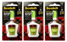 3M Scotch Super Glue No Run Gel 0.14oz No Mess tip 3 Pack - £11.11 GBP