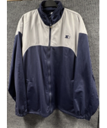 VTG Starter Jacket Athletic Track Mens XL(46/48) Navy Blue White Polyest... - £23.41 GBP