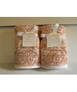 CORAL WHITE SCROLL 4PC SET BATHROOM HAND TOWELS * DEBORAH CONNOLLY NWT - $927.78 MXN